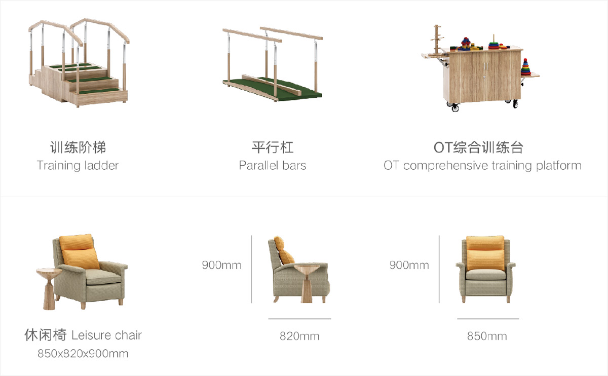 養（yǎng）老院康複訓練室家具單體圖